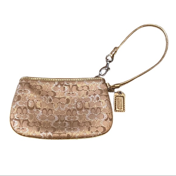 SOLD! Coach Signature Metallic Monogram Wristlet - Picture 3 of 4